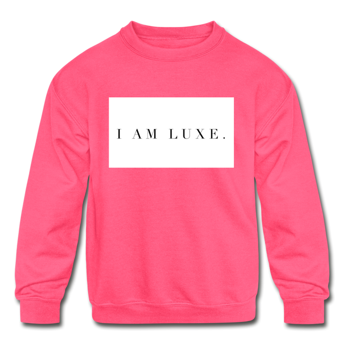 I AM LUXE. Sweatshirt Kids - Multiple Colors Available - neon pink